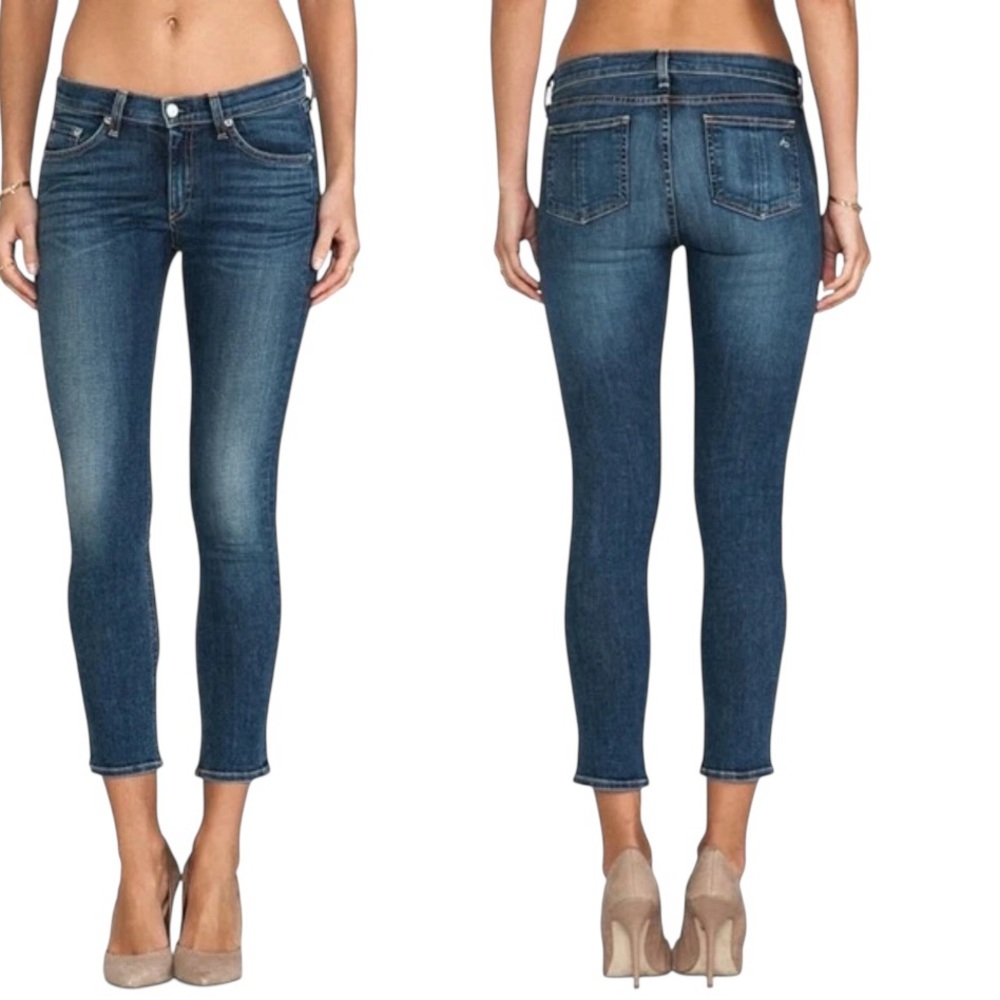 Rag & Bone Orson Skinny Capri Jeans Dark Wash Raw Hem Size 24 NWT